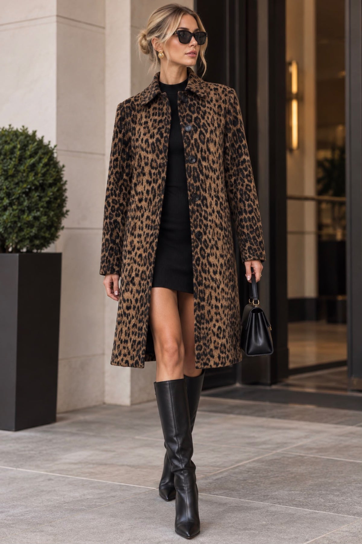 TCS 3166 - Modern Leopard Print Longline Coat