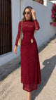TM 461 - Elegant Ruched Lace Maxi Dress