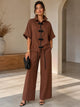 TM 482 - Toggle Zip-Up Wide Leg Pant Set
