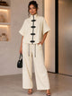 TM 482 - Toggle Zip-Up Wide Leg Pant Set