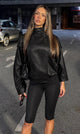 TCS 3143 - High-Neck Faux Leather Moto Jacket