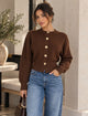 TCS 2726 - Floral Button Balloon Sleeve Cardigan