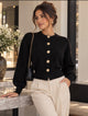 TCS 2726 - Floral Button Balloon Sleeve Cardigan