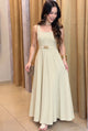 TCS 2935 - Sleeveless Square-Neck Pleated Maxi Dress Embellished Belt