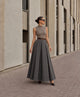 TCS 3199 - High-Waisted Pleated A-Line Maxi Skirt w/ Belt
