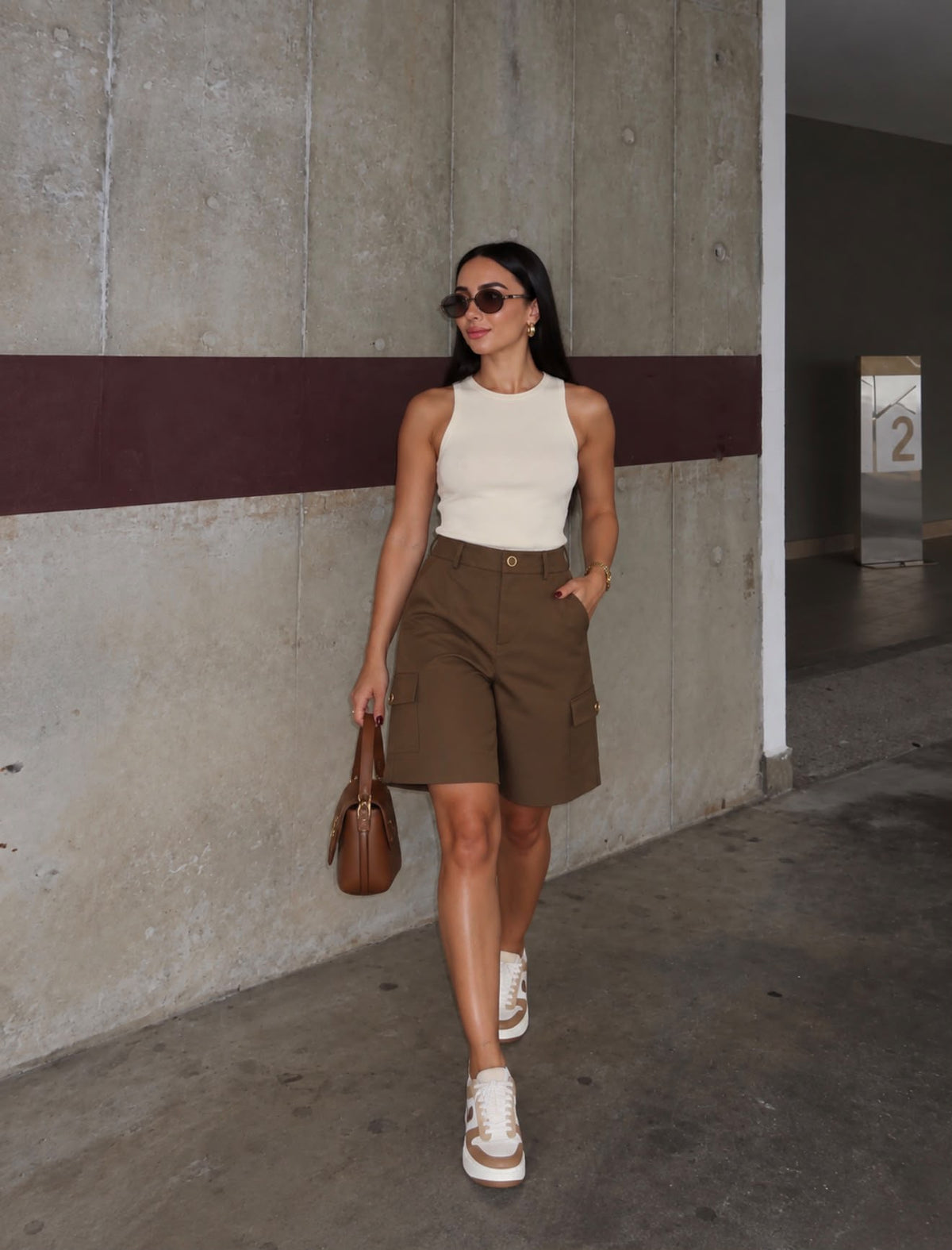 TCS 3210 - Gold-Button Cargo Bermuda Shorts