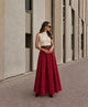 TCS 3199 - High-Waisted Pleated A-Line Maxi Skirt w/ Belt