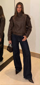 TCS 3143 L - High-Neck Faux Leather Moto Jacket