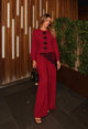 TM 616 - Lace-Trim Jacket & Wide-Leg Pants Set