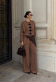 TM 616 - Lace-Trim Jacket & Wide-Leg Pants Set