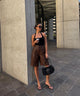 TCS 3188 - Curved Seam Faux Leather Bermuda Shorts