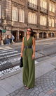 TM 593 - Belted Wrap-Front Wide-Leg Jumpsuit