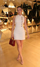 TM 660 - Contrast Cord Military-Inspired Mini Dress